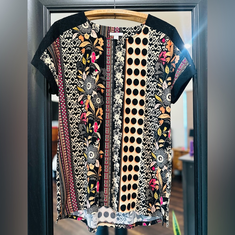 Floral and Geometric Patterned Women's Tunic Top